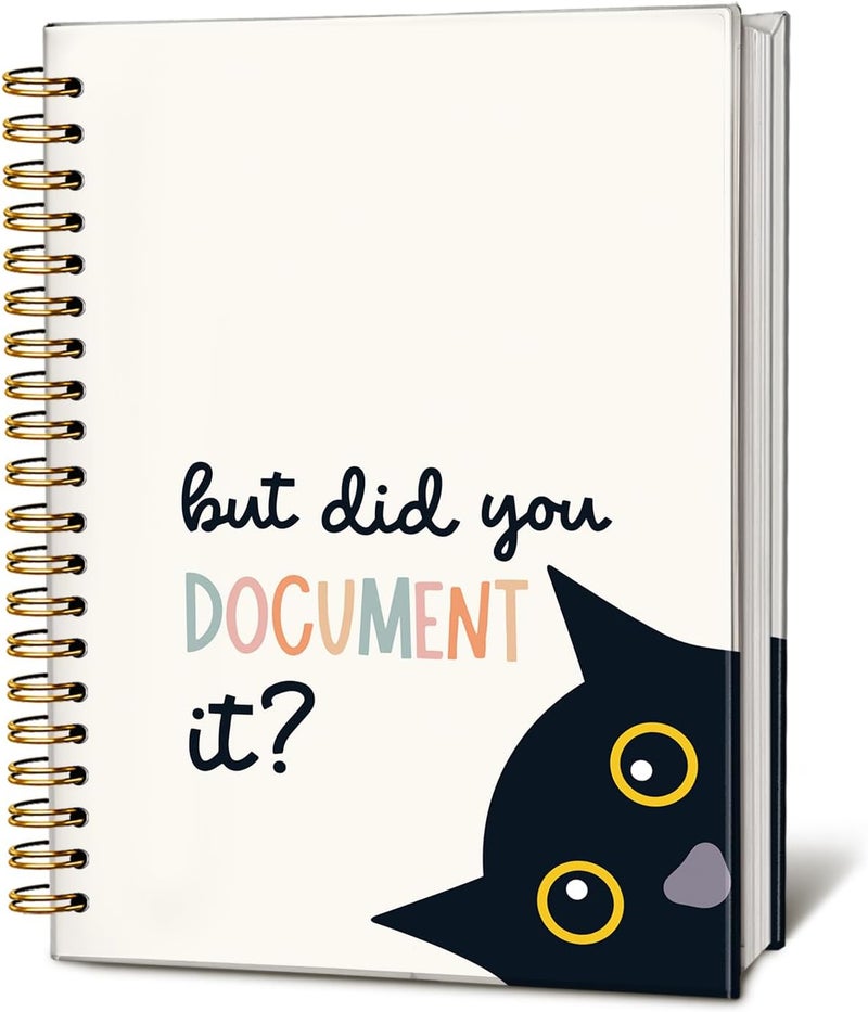 WLIANG Funny Black Cat Notebook, Office Notebooks for Note Taking, Work Journal for Women Men, But Did You Document It Kitten Journals for Writing, Funny Cat Office Supplies, 5.5x8.3 Inch - Image 1